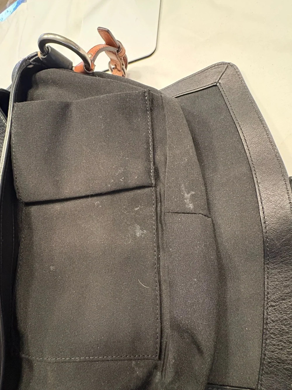 Coach Black Peddled Leather Shoulder Bag Silver White Stitch Detail